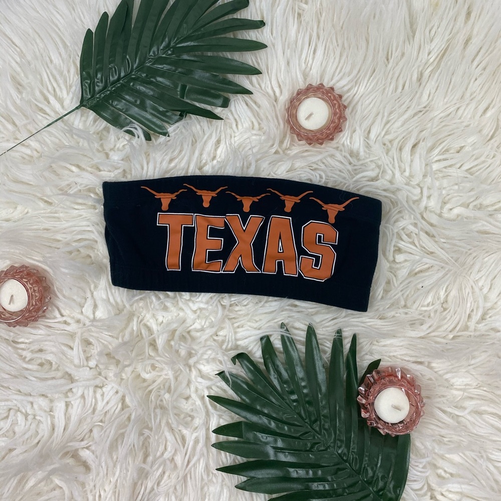 🌿Pink Texas Longhorns Black Strapless Bra